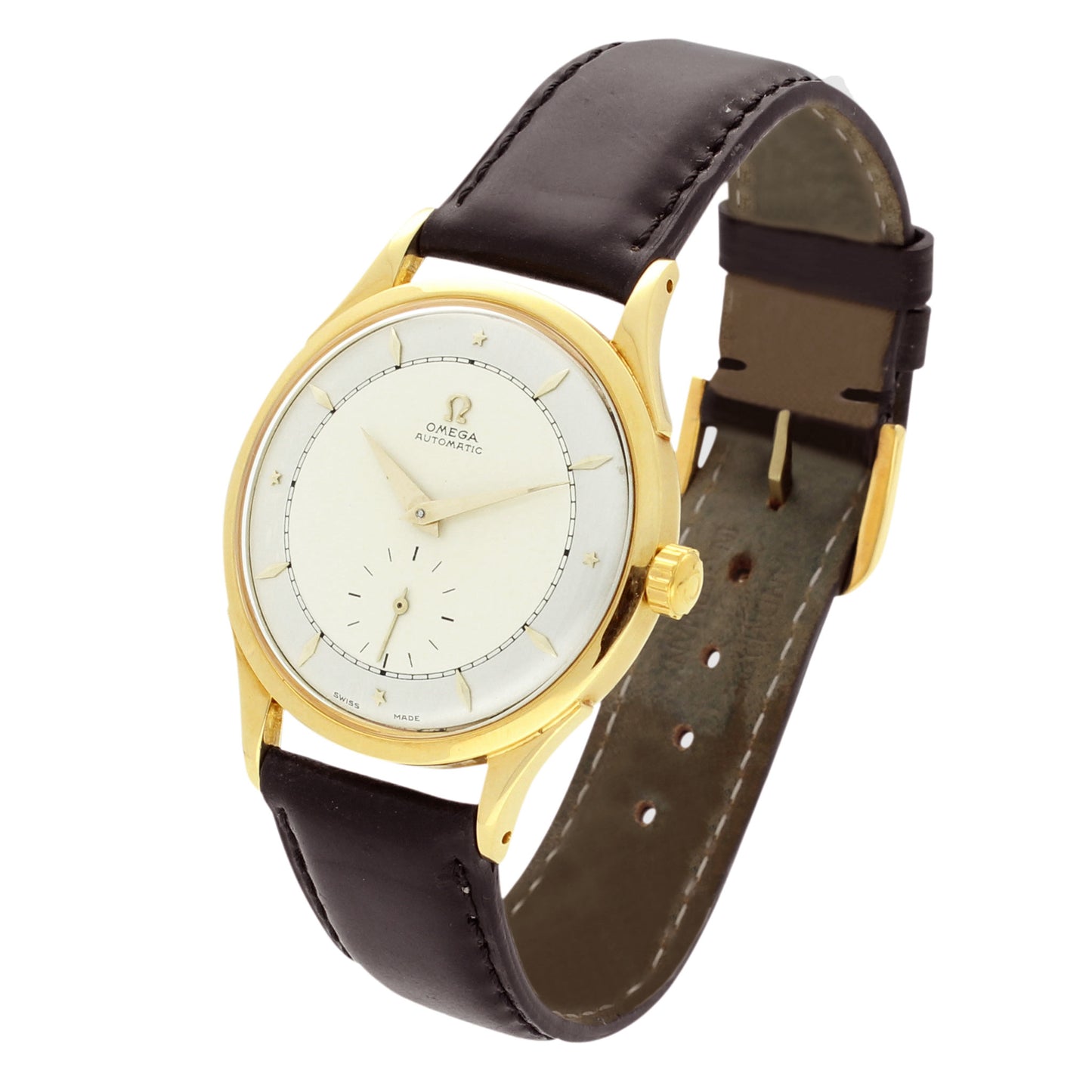 18ct yellow gold 'bumper' automatic dress wristwatch. Made 1951