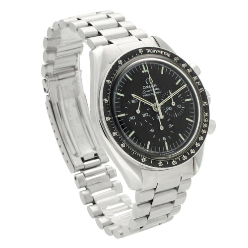 Stainless steel Speedmaster, reference 145.022 'Straight case writing' Professional chronograph wristwatch. Made 1971