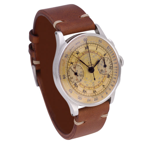 Stainless steel chronograph 33.3 wristwatch. Made 1944
