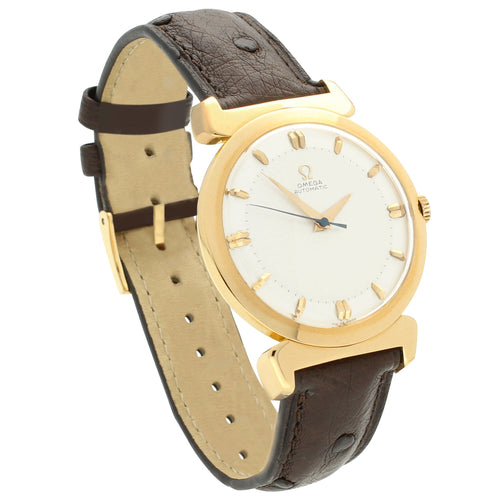 18ct rose gold OMEGA 'bumper' automatic dress wristwatch. Made 1954