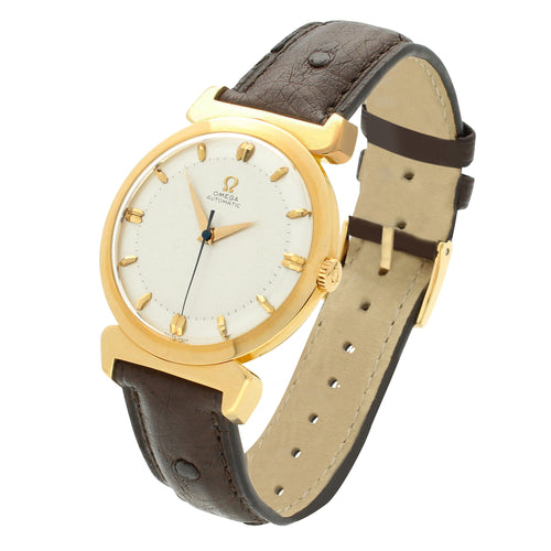 18ct rose gold OMEGA 'bumper' automatic dress wristwatch. Made 1954
