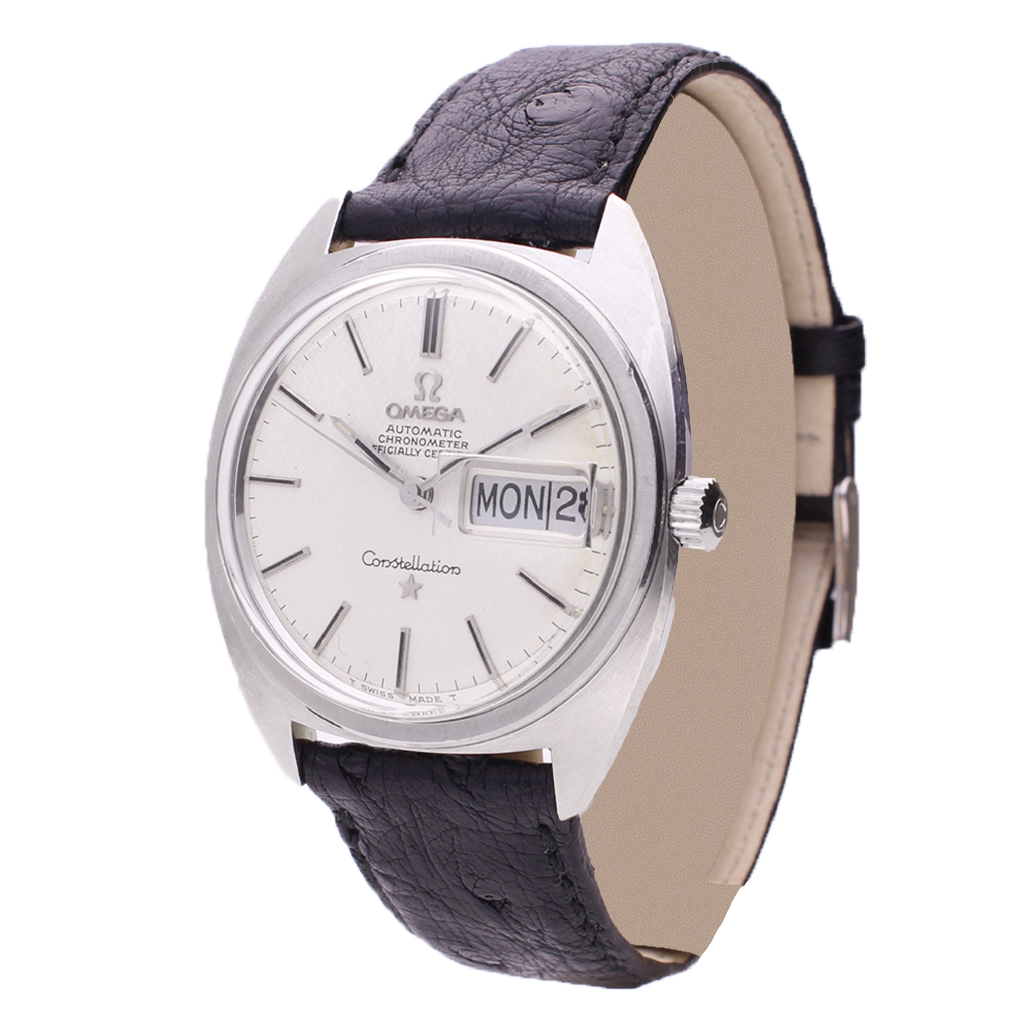 Stainless steel OMEGA Constellation day date wristwatch. Made 1969