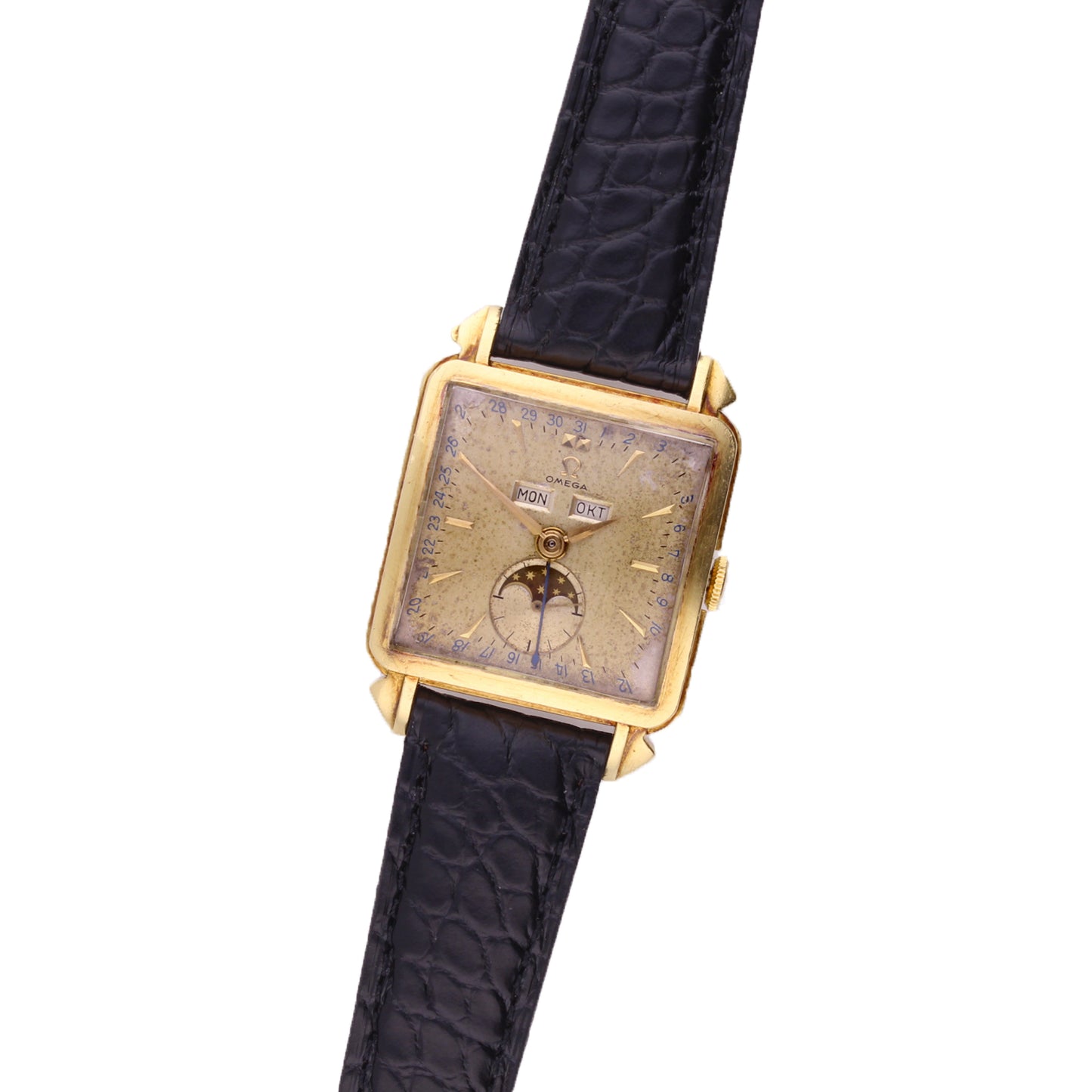 18ct yellow gold OMEGA Cosmic Triple Date Calendar wristwatch. Made 1952