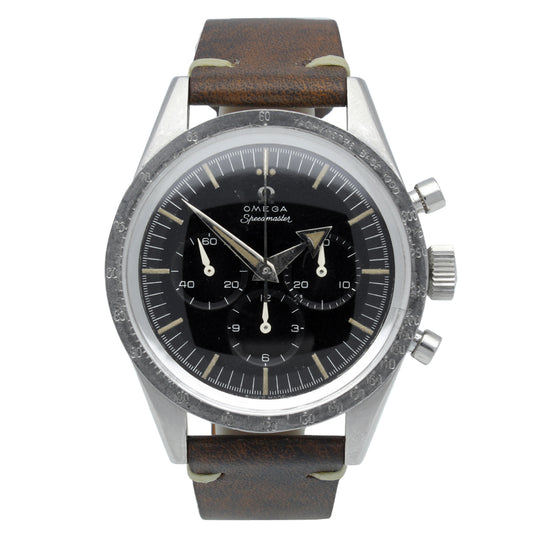 Stainless steel, reference 2915-1 Speedmaster chronograph wristwatch. Made 1957