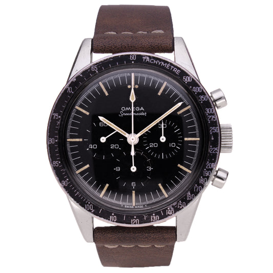 Stainless steel OMEGA Speedmaster 'Ed White' chronograph wristwatch. Made 1967