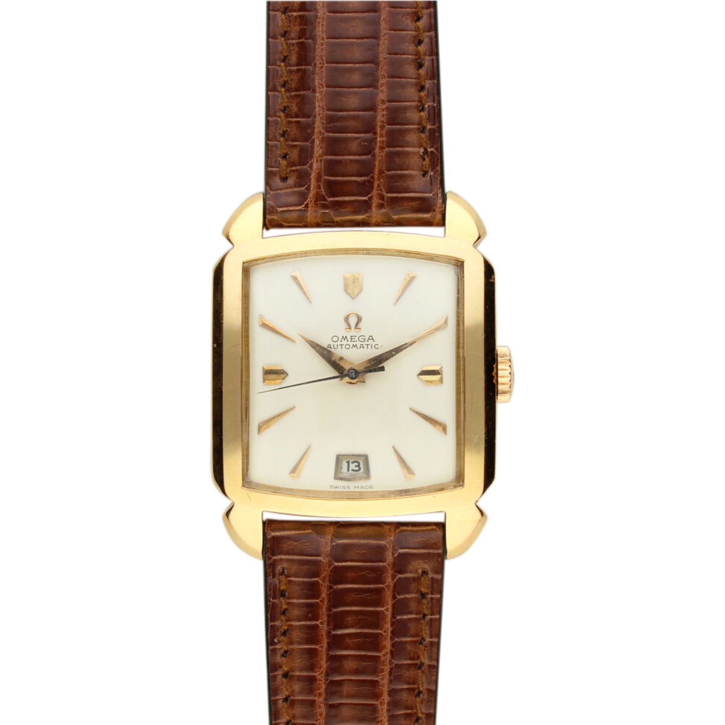 18ct rose gold OMEGA Carré automatic wristwatch. Made 1956