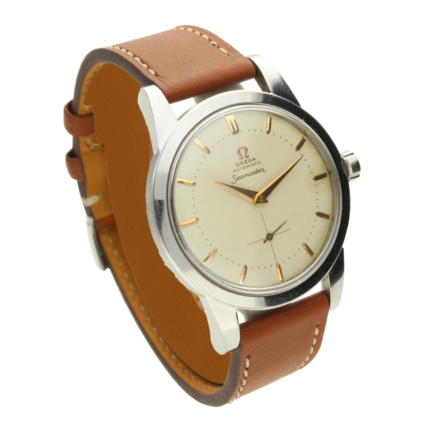 Stainless steel Seamaster bumper automatic wristwatch. Made 1953
