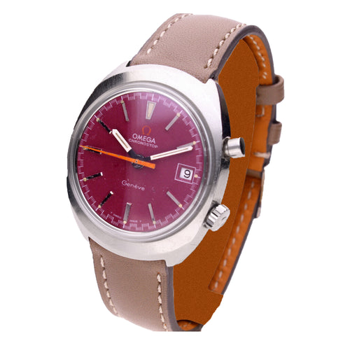 Stainless steel Genève Chronostop wristwatch. Made 1969