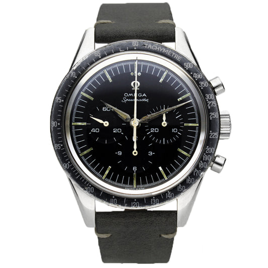 Stainless steel OMEGA Speedmaster, reference 2998-3 chronograph wristwatch. Made 1963