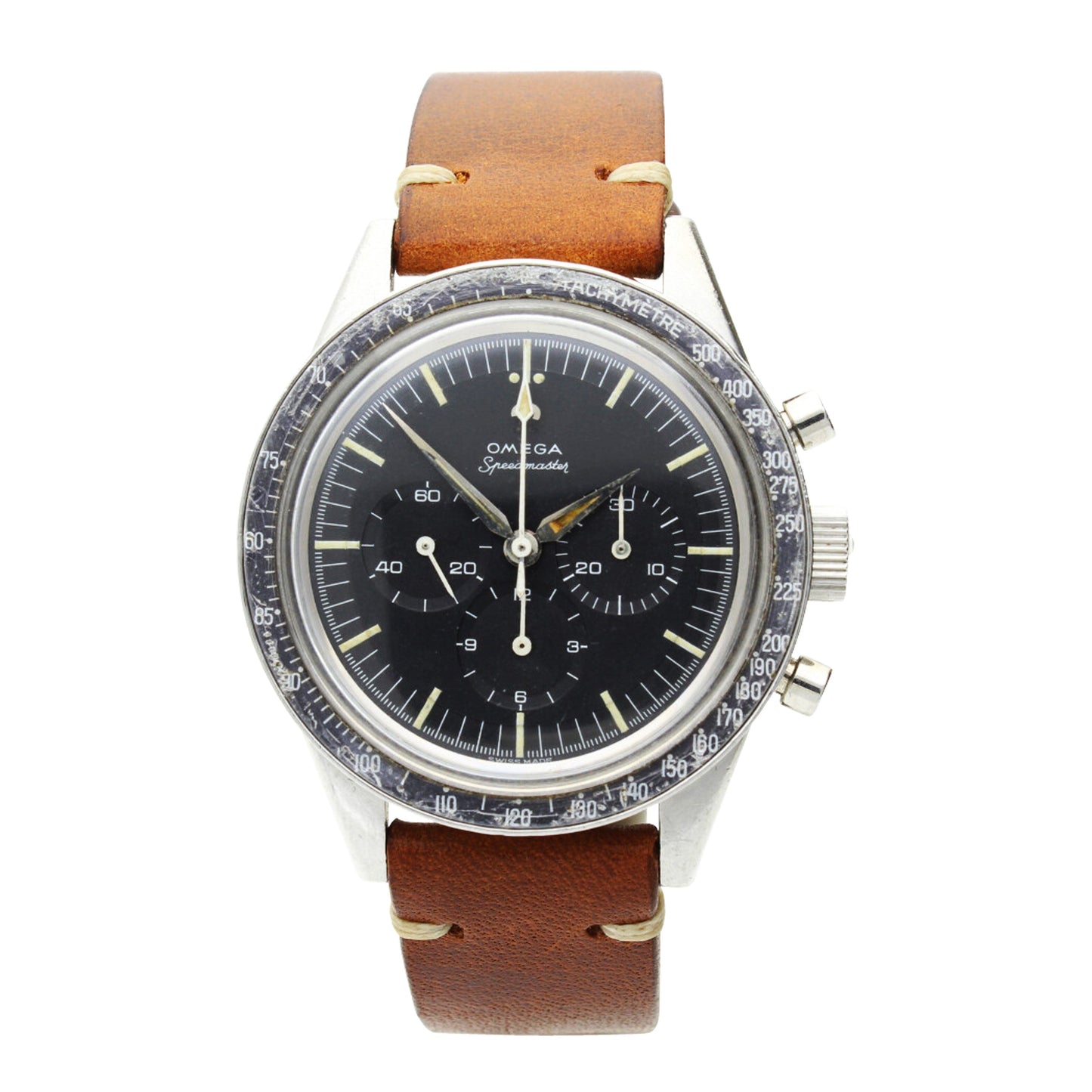Stainless steel Speedmaster, reference 2998-62 chronograph wristwatch. Made 1962