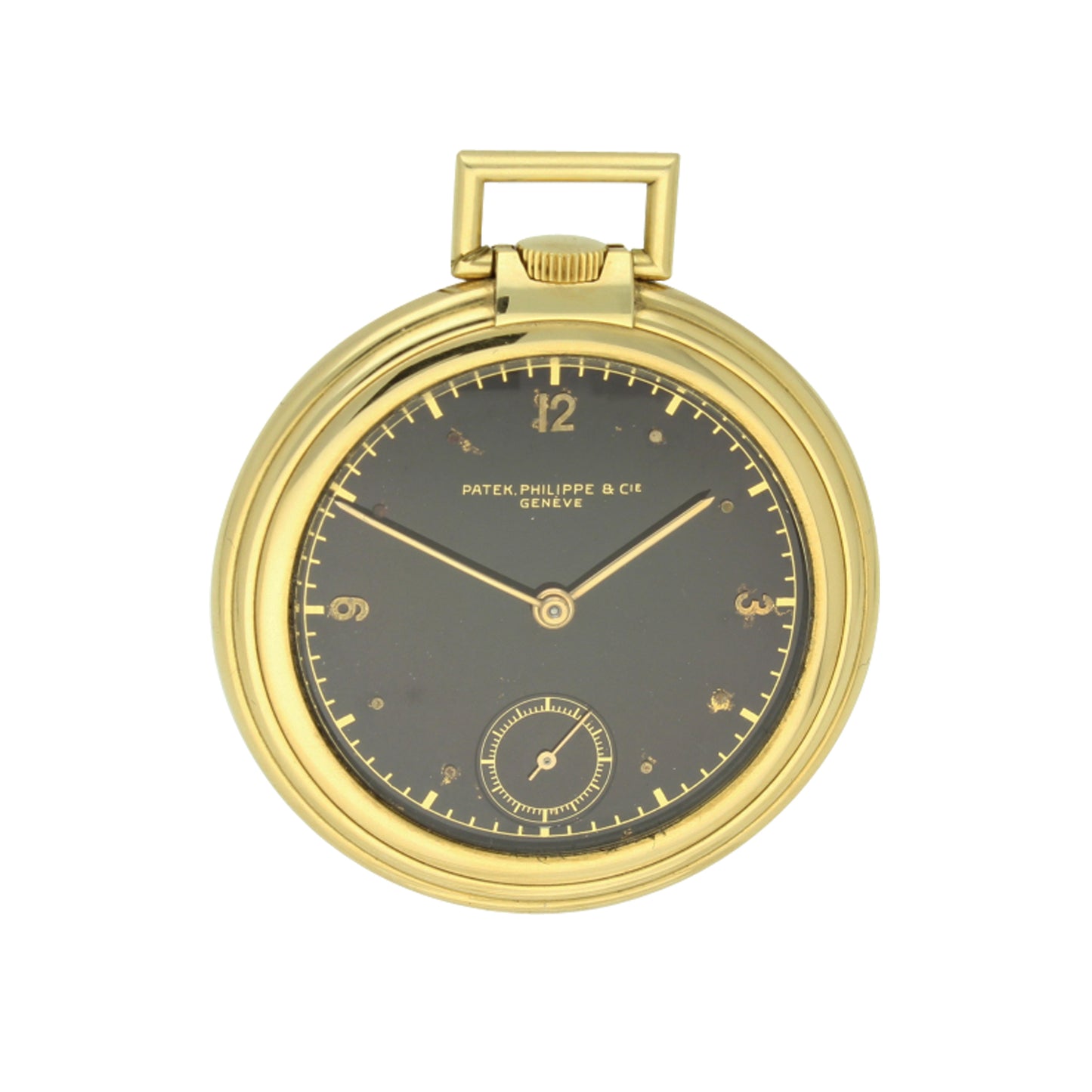 18ct yellow gold, reference 677 open face pocket watch. Made 1938