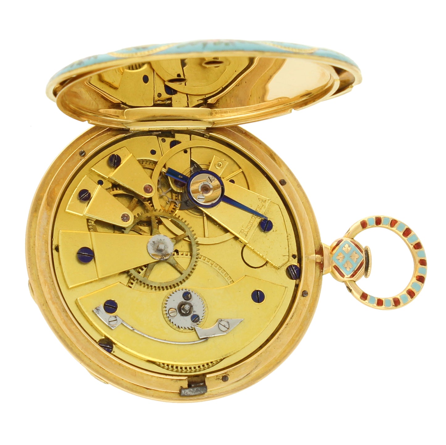 18ct yellow gold and enamel set open face pocket watch. Made for the Turkish Market. Circa 1840