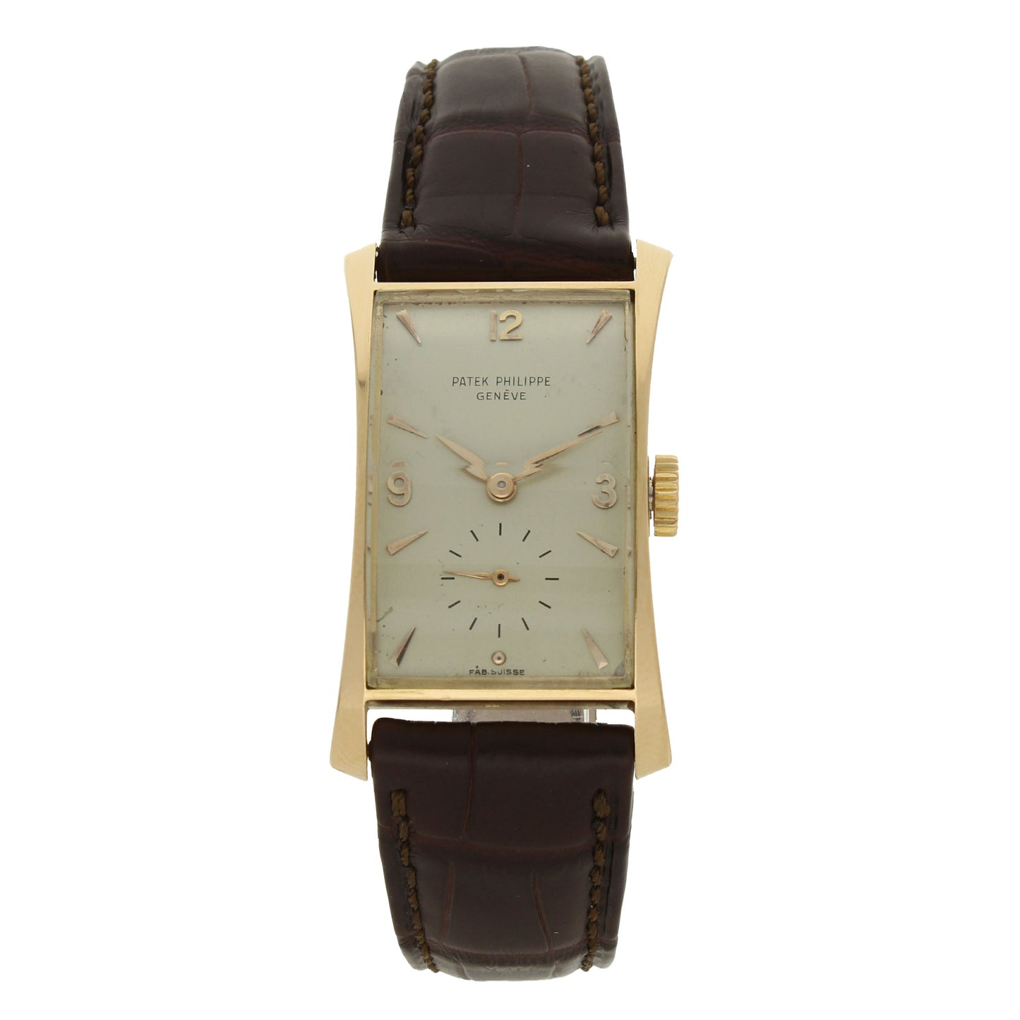 18ct rose gold, reference 1593 'Hour glass' wristwatch. Made 1954