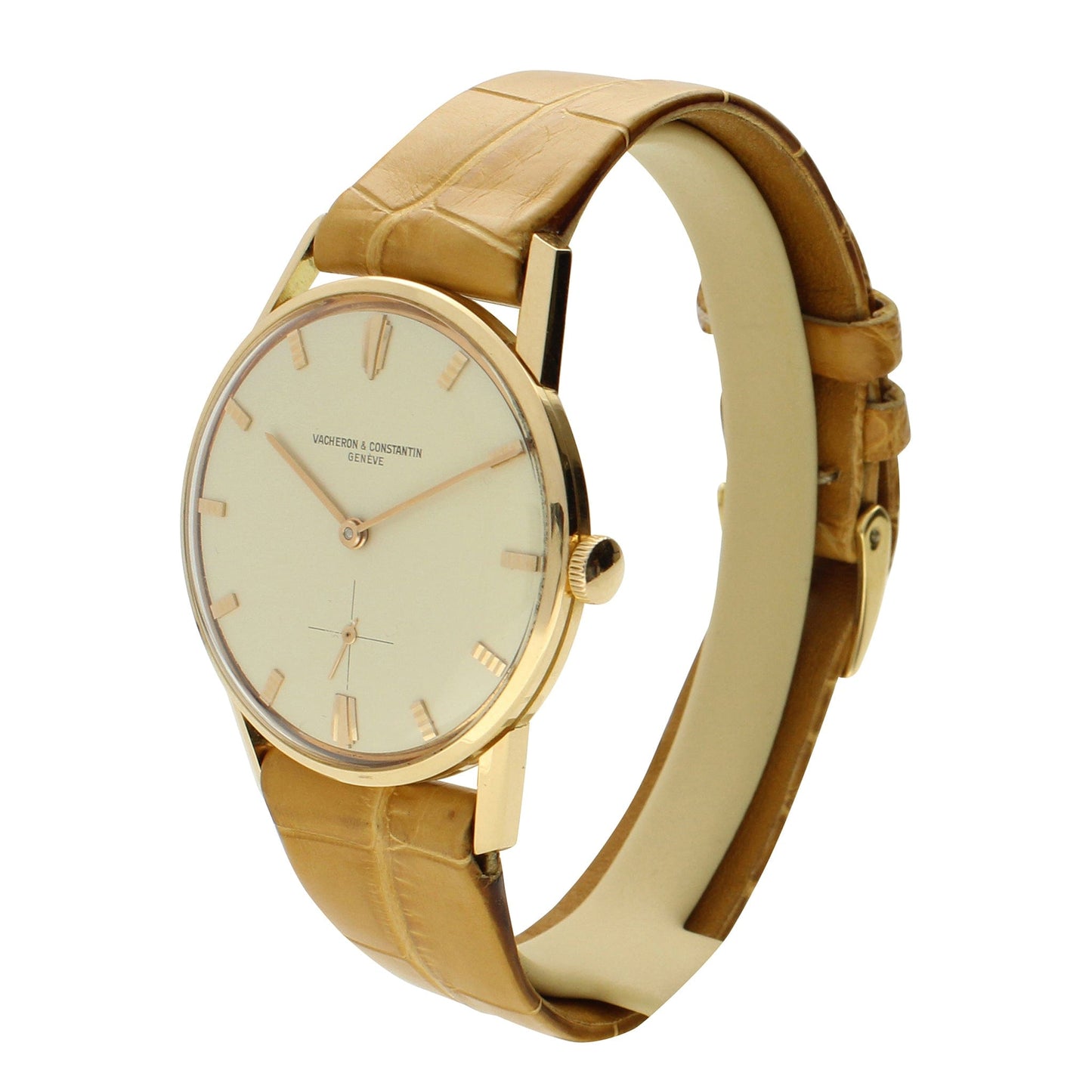 18ct rose gold, reference 6484 wristwatch. Made 1950's