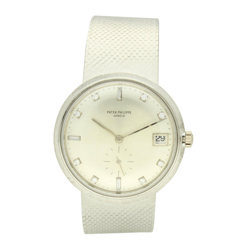 18ct white gold, reference 3445/6 Calatrava automatic wristwatch. Made 1971