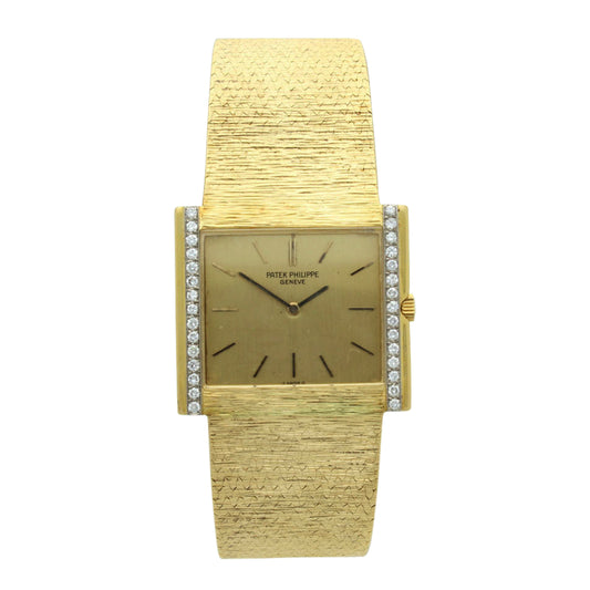 18ct yellow gold and diamond set, reference 3492 bracelet watch. Made 1972