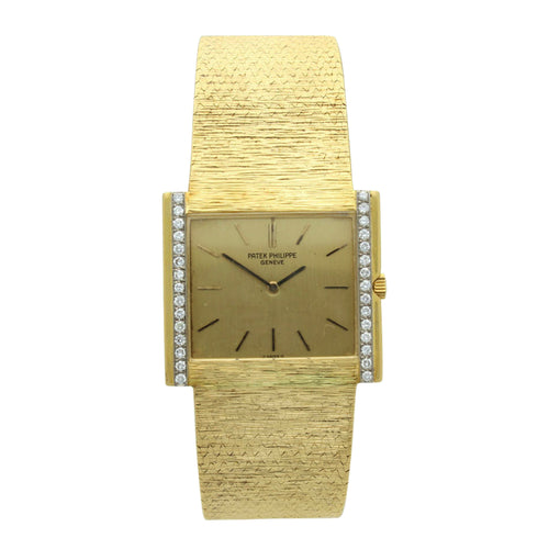 18ct yellow gold and diamond set, reference 3492 bracelet watch. Made 1972
