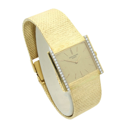 18ct yellow gold and diamond set, reference 3492 bracelet watch. Made 1972