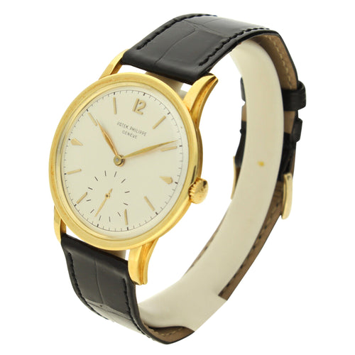 18ct yellow gold, reference 2452 wristwatch. Made 1955
