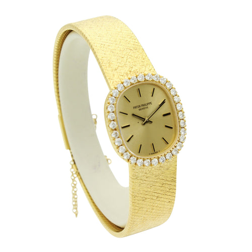 18ct yellow gold, reference 4134/1 Ellipse bracelet watch. Made 1974