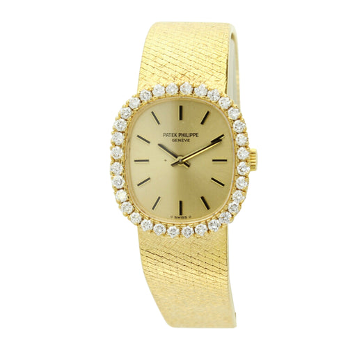 18ct yellow gold, reference 4134/1 Ellipse bracelet watch. Made 1974