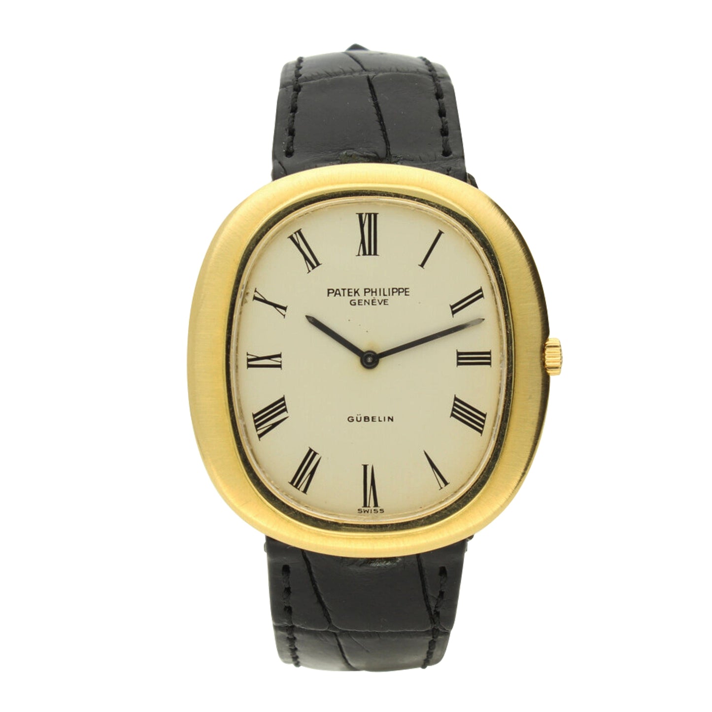 18ct yellow gold, reference 3589 "Golden Ellipse" automatic wristwatch, retailed by GÜBELIN. Made 1971