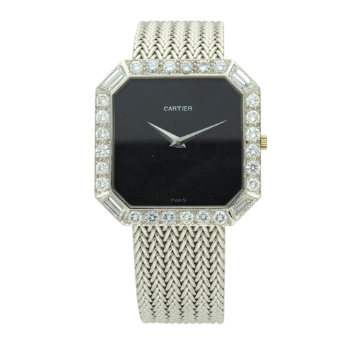 18ct white gold and diamond set bracelet watch. Made 1970's