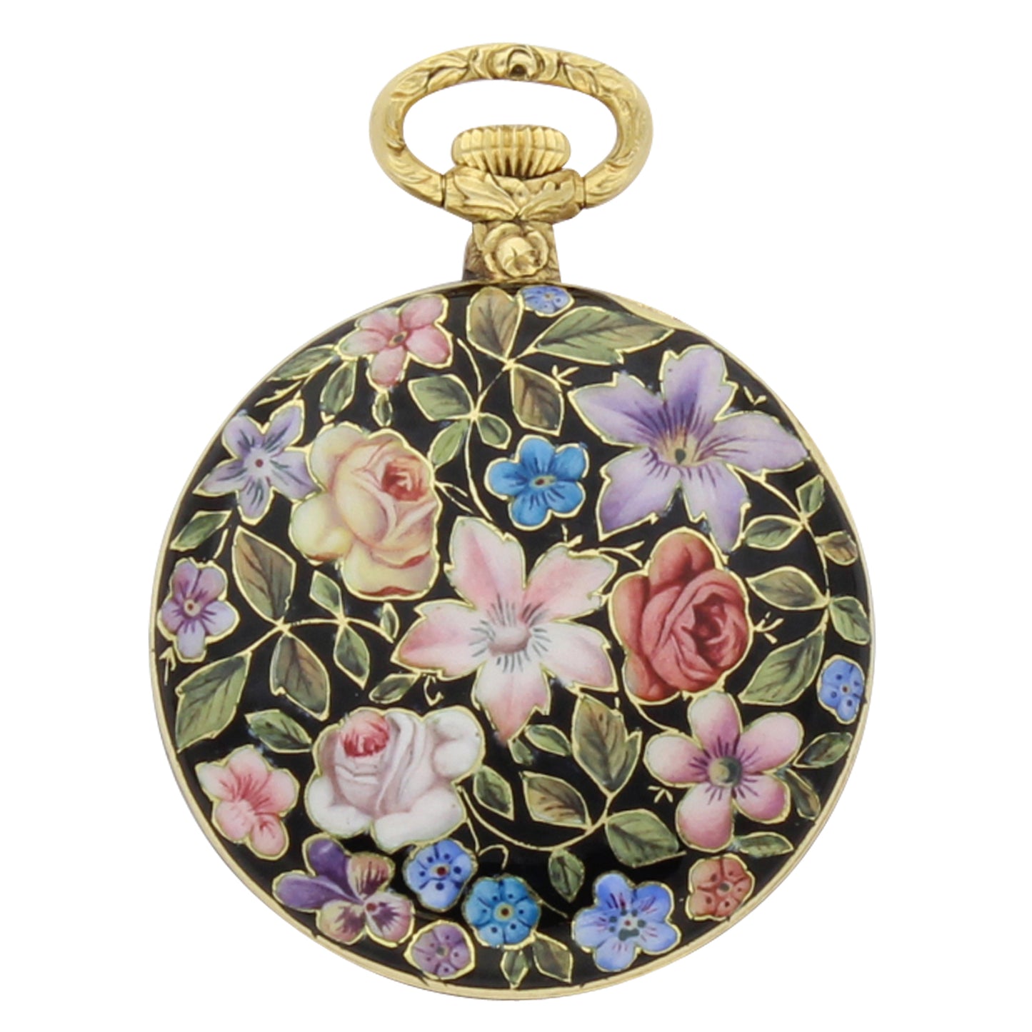 18ct yellow gold and enamel cased Cloisonné fob watch - made for the Chinese market. Circa 1890