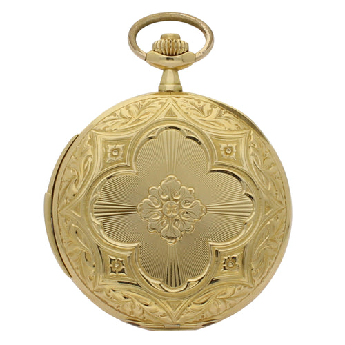 18ct yellow gold hunter case minute repeating pocket watch. Circa 1890s