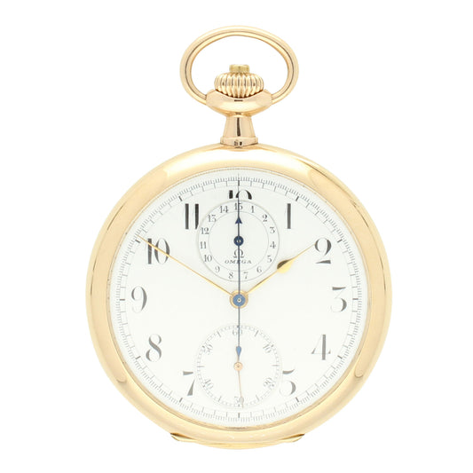 14ct yellow gold single button chronograph pocket watch. Made 1912