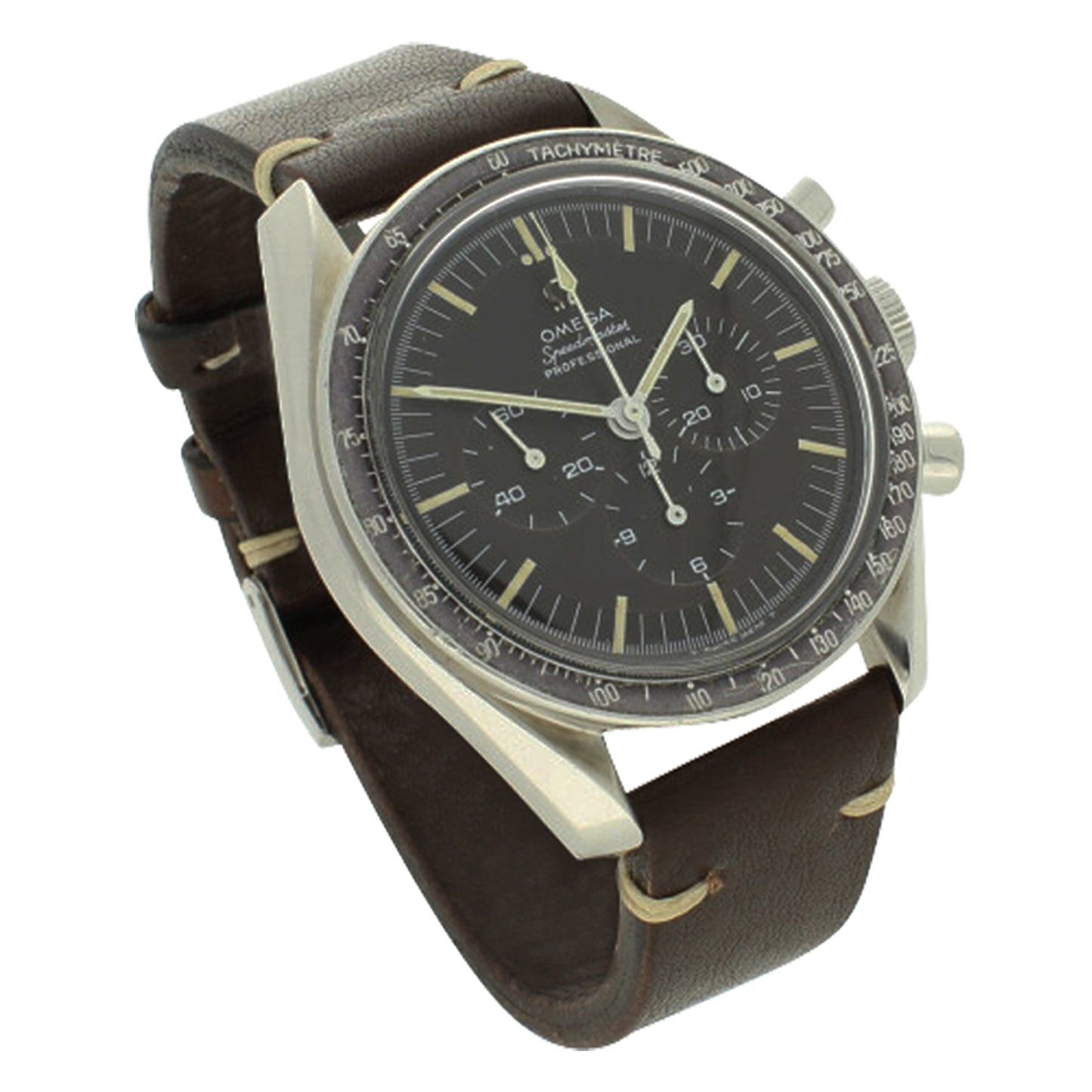 Stainless steel Speedmaster, reference 145.012 'Tropical dial' Professional chronograph wristwatch. Made 1968