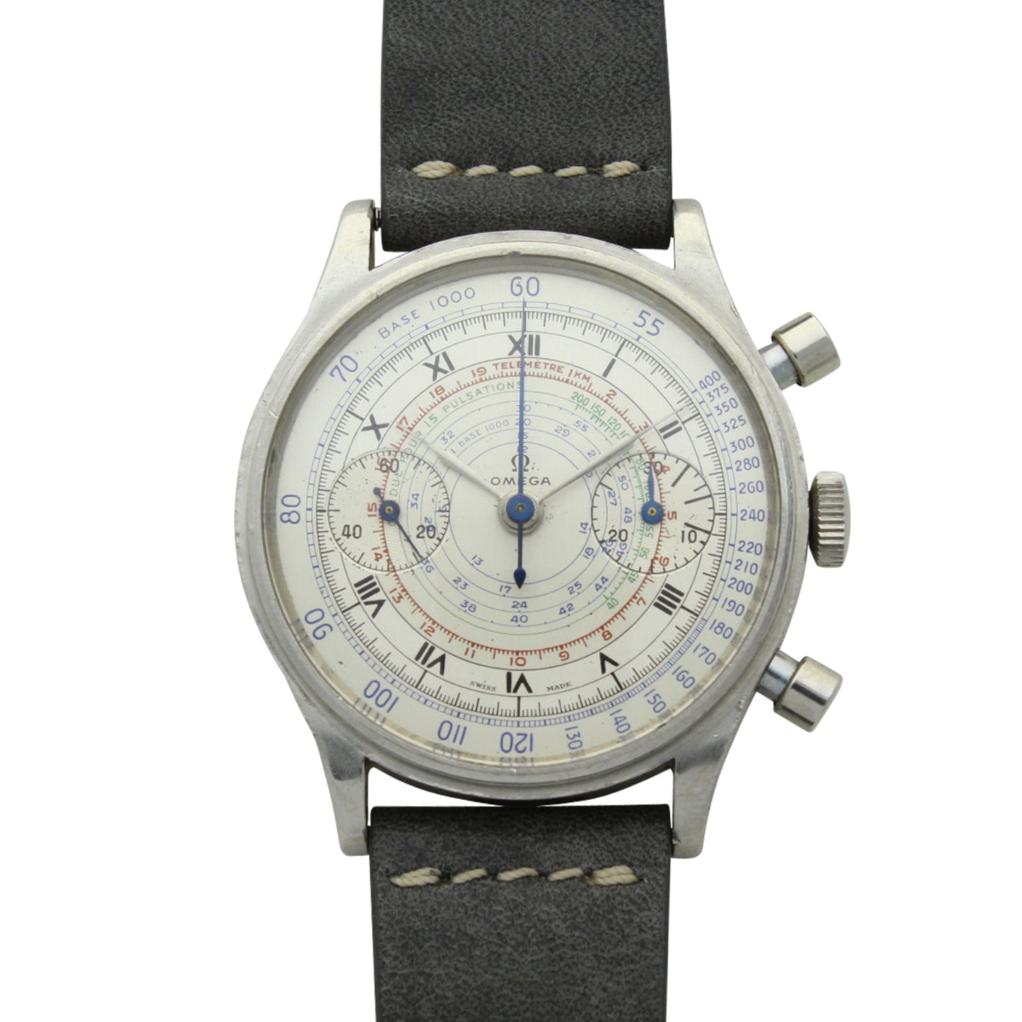 Stainless steel chronograph wristwatch. Made 1948